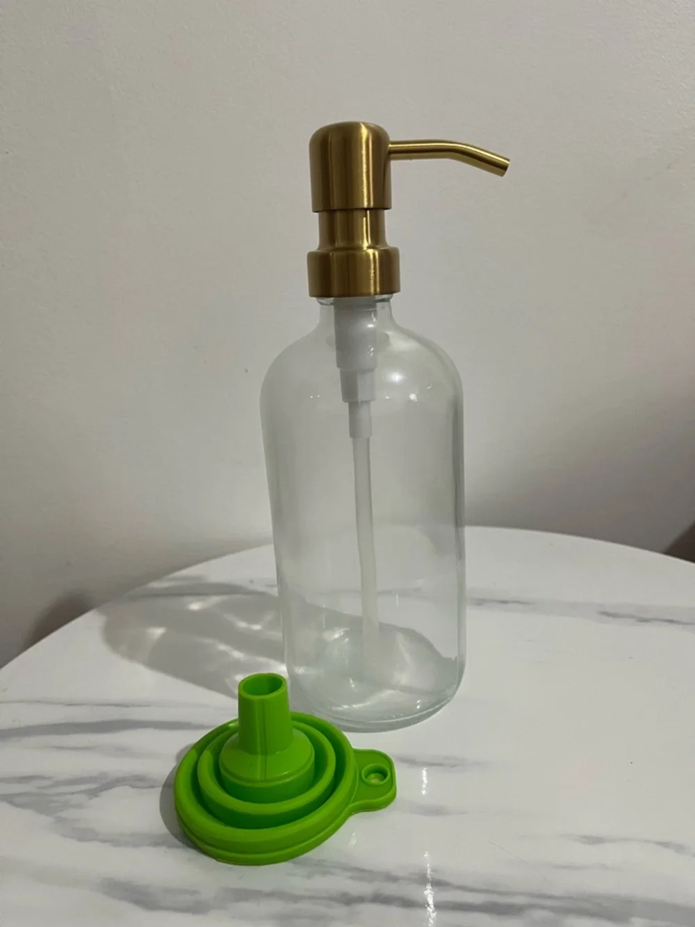 Set of 2 Clear 16 oz Glass Hand Dish Soap Dispenser Bottle with Gold Pump